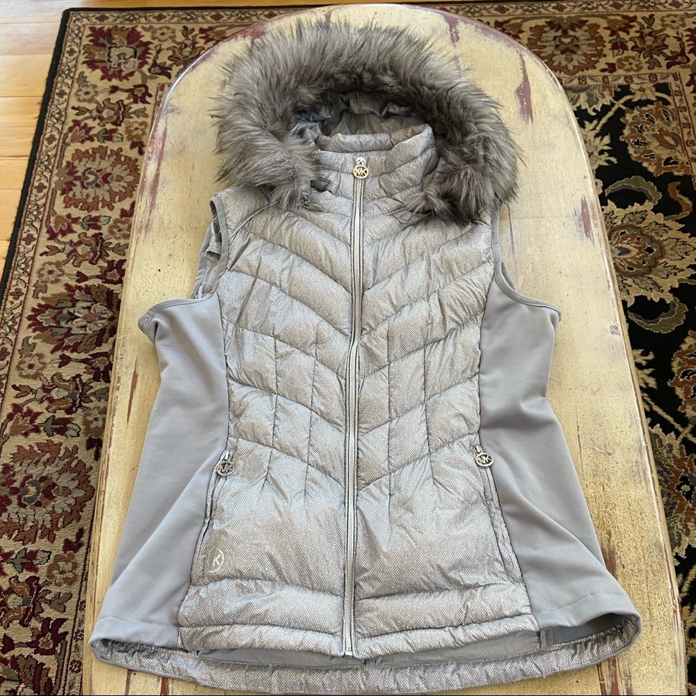 Michael Kors Down Vest with Faux Fur Hood
